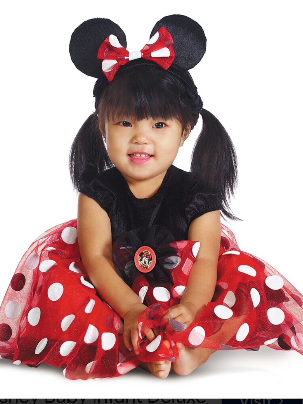 Disney Red and White Polka Dot Minnie Costume Dress with headband 6-12m